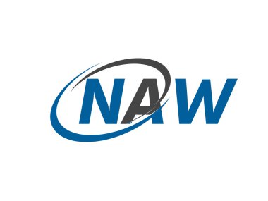 NAW ilk harf logo tasarımı, vektör şablonu