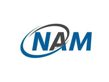 NAM ilk harf logo tasarımı, vektör şablonu