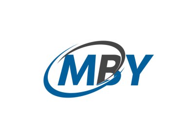 Logo tasarımı, vektör çizimi, mby harfleri için grafik alfabe tipografisi