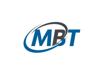 Logo tasarımı için grafik alfabe tipografisi, vektör illüstrasyonu, mbt harfleri