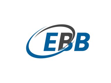 Logo tasarımı için grafik alfabe tipografisi, vektör illüstrasyonu, harfler ebb