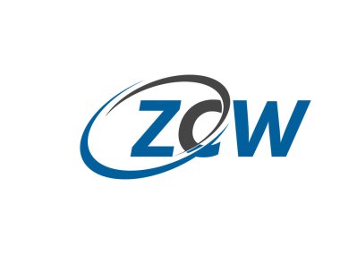 Logo tasarımı için grafik alfabe tipografisi, vektör illüstrasyonu, zcw harfleri
