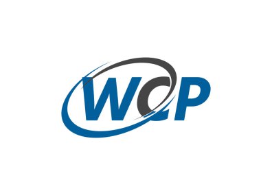 Logo tasarımı için grafik alfabe tipografisi, vektör illüstrasyonu, wcp harfleri