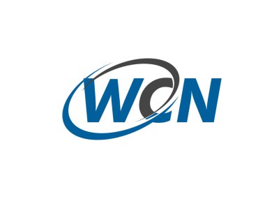Logo tasarımı için grafik alfabe tipografisi, vektör illüstrasyonu, wcn harfleri
