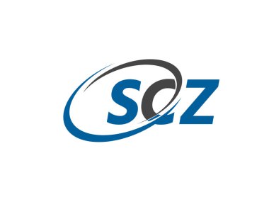 Logo tasarımı için grafik alfabe tipografisi, vektör illüstrasyonu, scz harfleri
