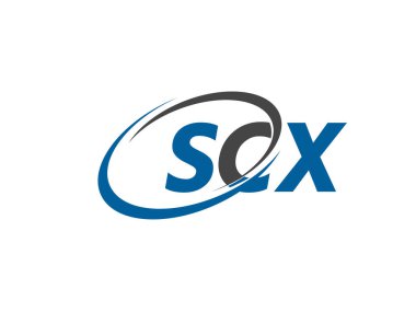 Logo tasarımı için grafik alfabe tipografisi, vektör illüstrasyonu, scx harfleri