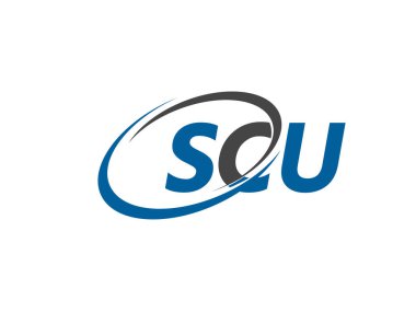 Logo tasarımı için grafik alfabe tipografisi, vektör illüstrasyonu, scu harfleri