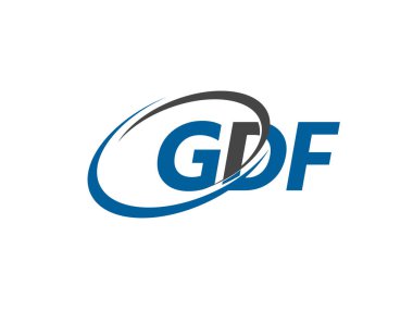 Logo tasarımı, vektör illüstrasyonu ve gdf harfleri için grafik alfabe tipografisi