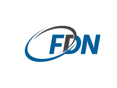 Logo tasarımı için grafik alfabe tipografisi, vektör illüstrasyonu, fdn harfleri