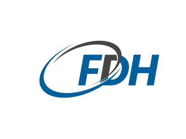 Logo tasarımı, vektör illüstrasyonu ve fdh harfleri için grafik alfabe tipografisi