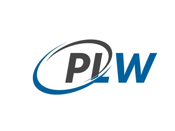 Plw Lettre Créative Moderne Élégant Design Logo Swoosh — Image vectorielle