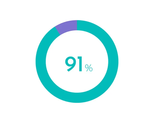 白い背景の91 円グラフ ドキュメントの円グラフ レポート インフォグラフィックの91 円グラフ — ストックベクタ