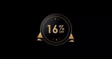 % 16 indirimli animasyon siyah arkaplan,% 16 indirimli rozet animasyonu