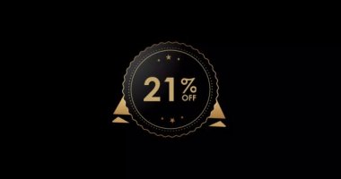 21% off animation Isolated on black background, 21 percent Discount badge animation