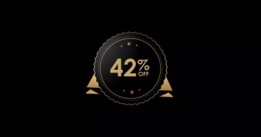 % 42 indirimli animasyon siyah arka planda izole edilmiş,% 42 indirimli rozet animasyonu