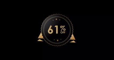 61% off animation Isolated on black background, 61 percent Discount badge animation