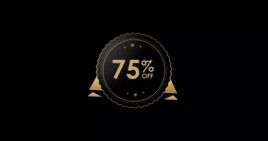 75% off animation Isolated on black background, 75 percent Discount badge animation