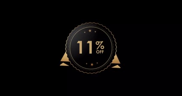 Animation Isolated Black Background Percent Discount Badge Animation — Stockvideo