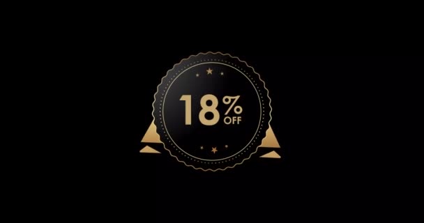 Animation Isolated Black Background Percent Discount Badge Animation — Video Stock