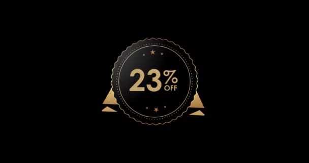 Animation Isolated Black Background Percent Discount Badge Animation — Vídeo de stock