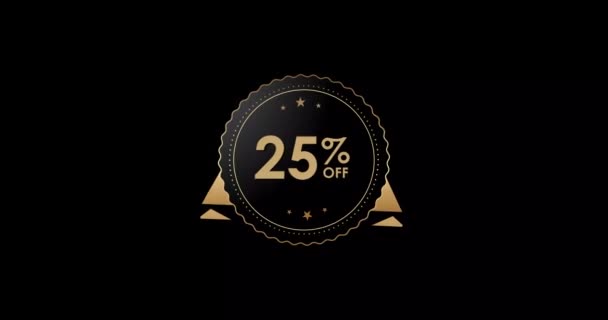 Animation Isolated Black Background Percent Discount Badge Animation — Videoclip de stoc