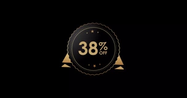 Animation Isolated Black Background Percent Discount Badge Animation — Stock videók