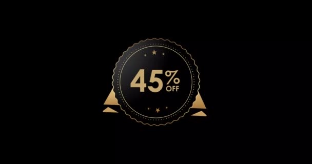 Animation Isolated Black Background Percent Discount Badge Animation — Wideo stockowe