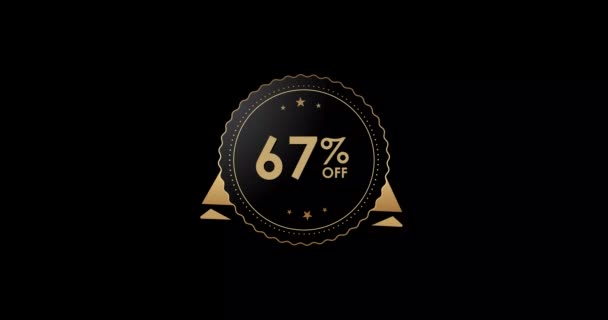 Animation Isolated Black Background Percent Discount Badge Animation — Video