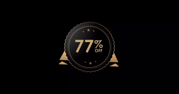 Animation Isolated Black Background Percent Discount Badge Animation — Vídeos de Stock