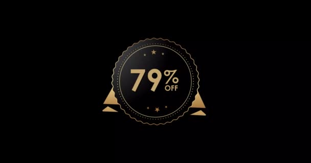 Animation Isolated Black Background Percent Discount Badge Animation — Stockvideo