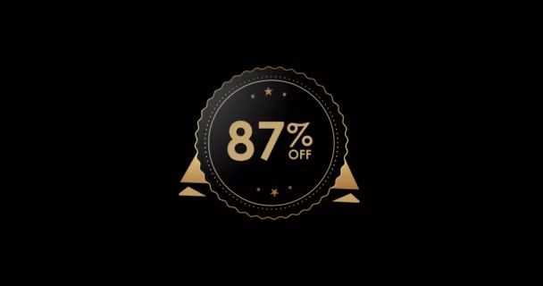 Animation Isolated Black Background Percent Discount Badge Animation — Vídeos de Stock