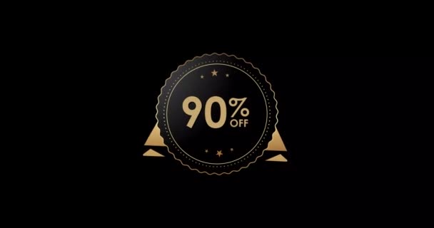 Animation Isolated Black Background Percent Discount Badge Animation — Stock video