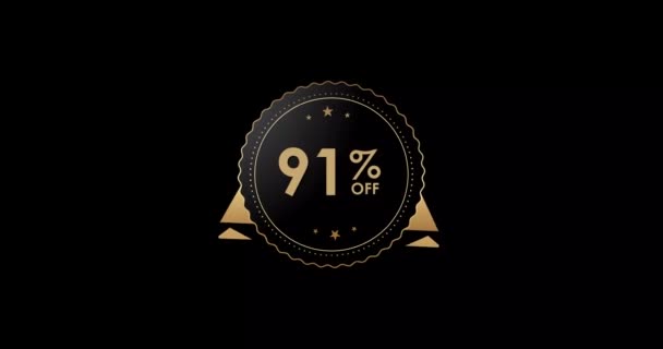 Animation Isolated Black Background Percent Discount Badge Animation — стоковое видео