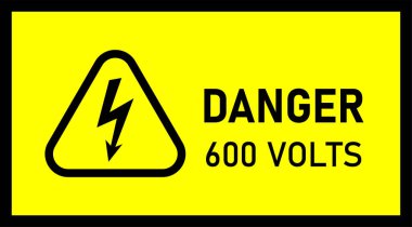 Tehlike 600 Volt Tehlike Uyarı İşaretleri Vektörü