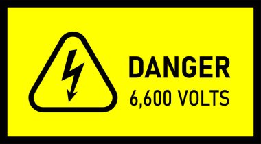 Tehlike 6,600 Volt Tehlike Uyarı İşaretleri Vektörü