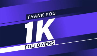 Teşekkürler 1k takipçileri modern afiş tasarımı