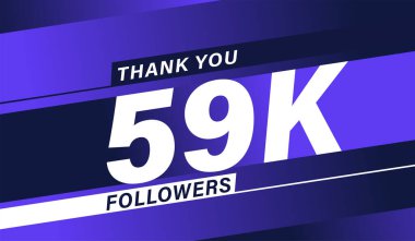 59 bin takipçiye teşekkür ederiz. Modern pankart tasarımı.