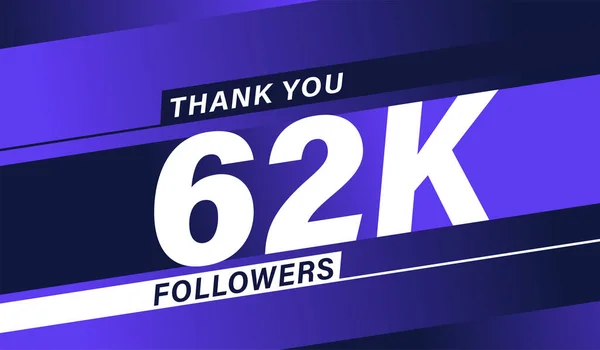 Thank You 62K Followers Modern Banner Design — Stock Vector
