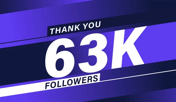 Thank You 63K Followers Modern Banner Design — Stock Vector