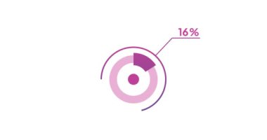 % 16 çember diyagramı Infographic animasyon tasarımı,% 16 turta grafiği