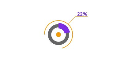 % 53 çember diyagramı Infographic animasyon tasarımı,% 53 turta grafiği