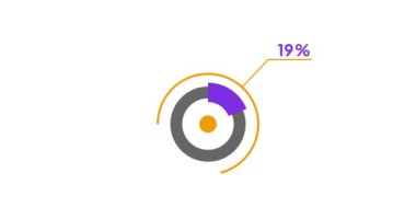 % 19 çember diyagramı Infographic animasyon tasarımı,% 19 turta grafiği