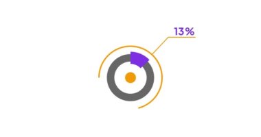 % 13 çember diyagramı Infographic animasyon tasarımı,% 13 turta grafiği