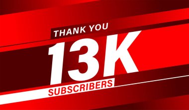 Teşekkürler 13K aboneleri, modern pankart tasarım vektörü 