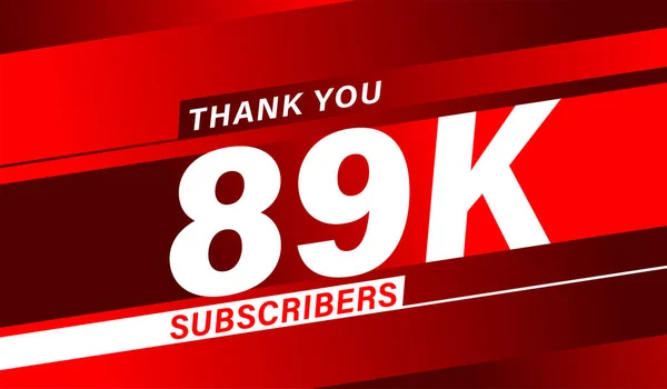 Thank You 89K Subscribers Modern Banner Design Vector — Stock Vector