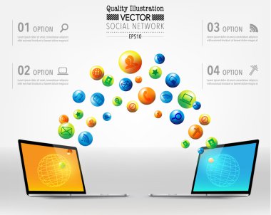 sosyal ağ bilgisayar vektör tasarımı