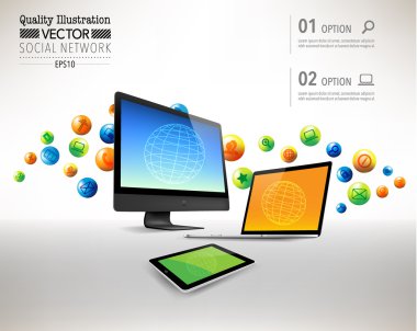 sosyal ağ bilgisayar vektör tasarımı