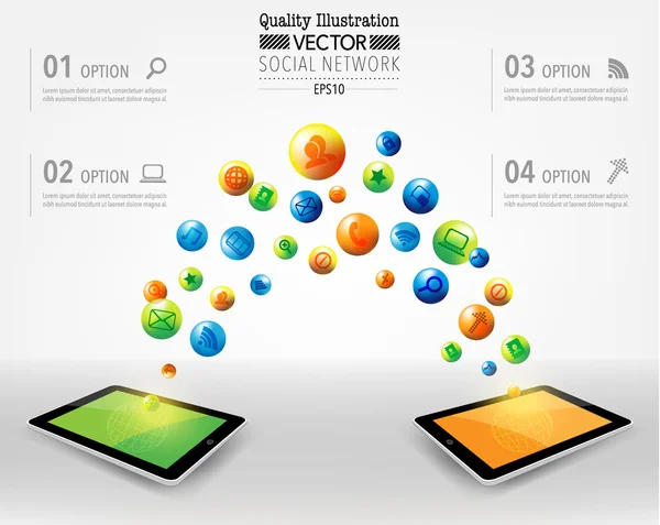 Conception vectorielle d'informatique de réseau social — Image vectorielle