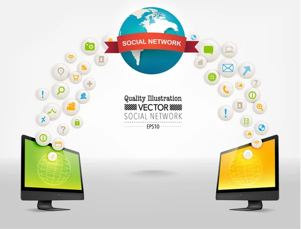 Social Network Computing Progettazione vettoriale — Vettoriale Stock