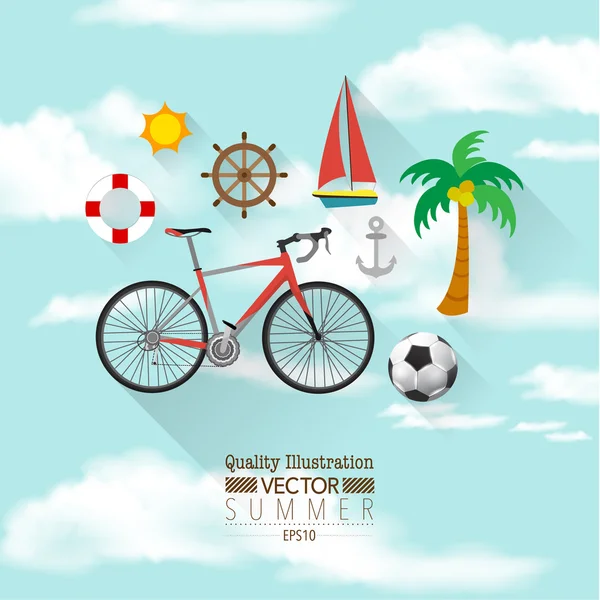 Summer Flat Vector Icon Set — Stock Vector